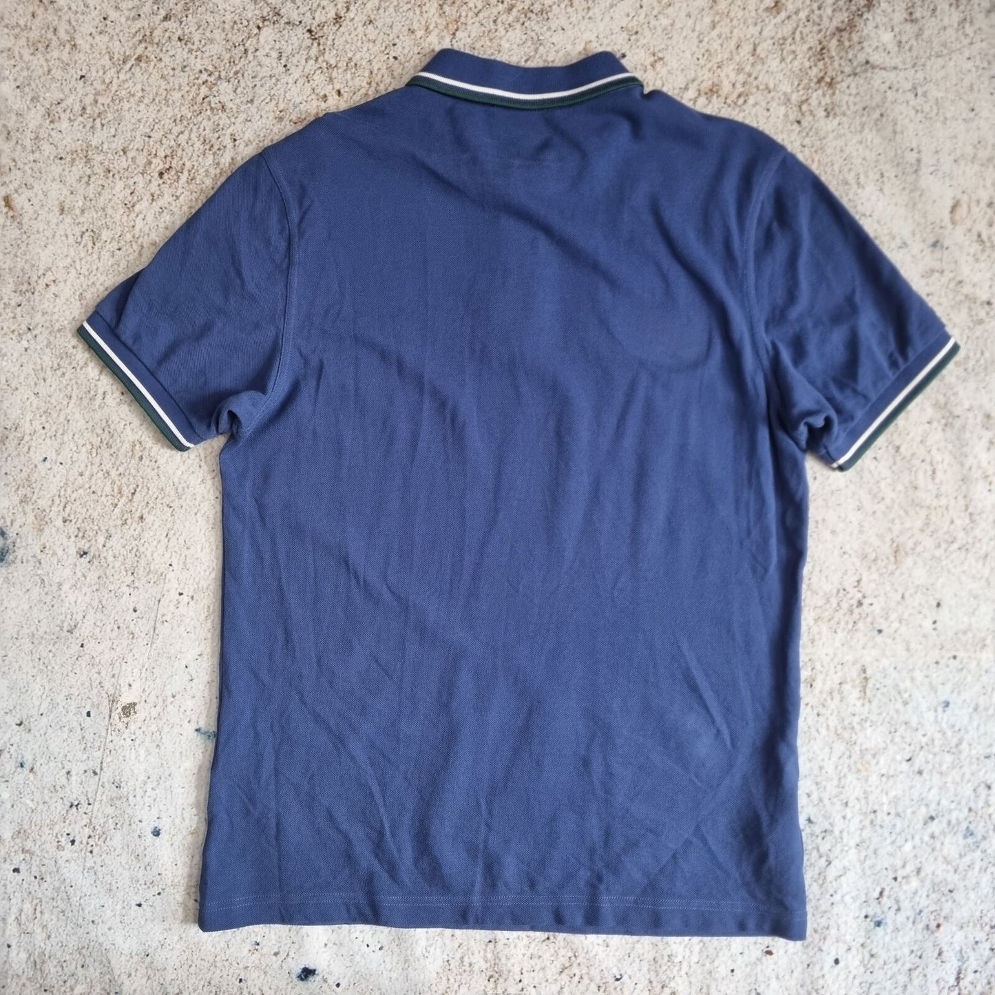 Fred Perry POLO SHIRT WHITE GREEN DETAILING - Blue - Size M