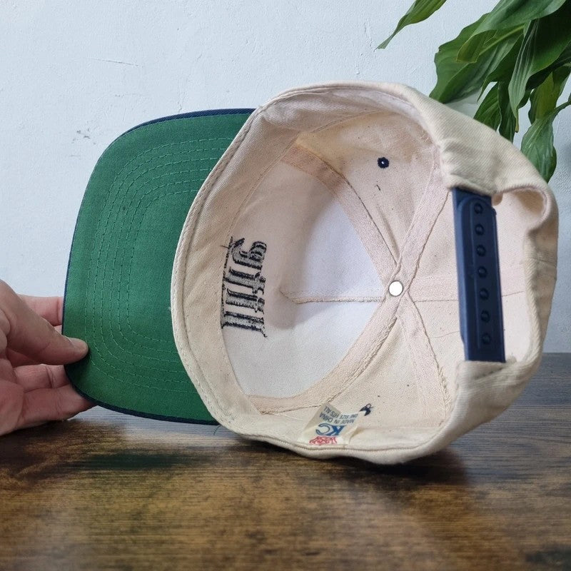 Vintage American Baseball Hat Snapback cap one size adjustable cream navy Miller lite beer