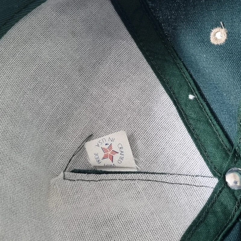 Vintage American Baseball Hat Snapback cap one size adjustable green beige pipeline company