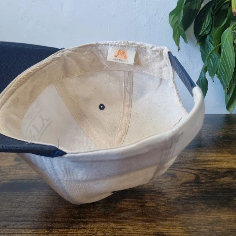 Vintage American Trucker Hat Snapback cap one size adjustable cream blue liberty baptist church