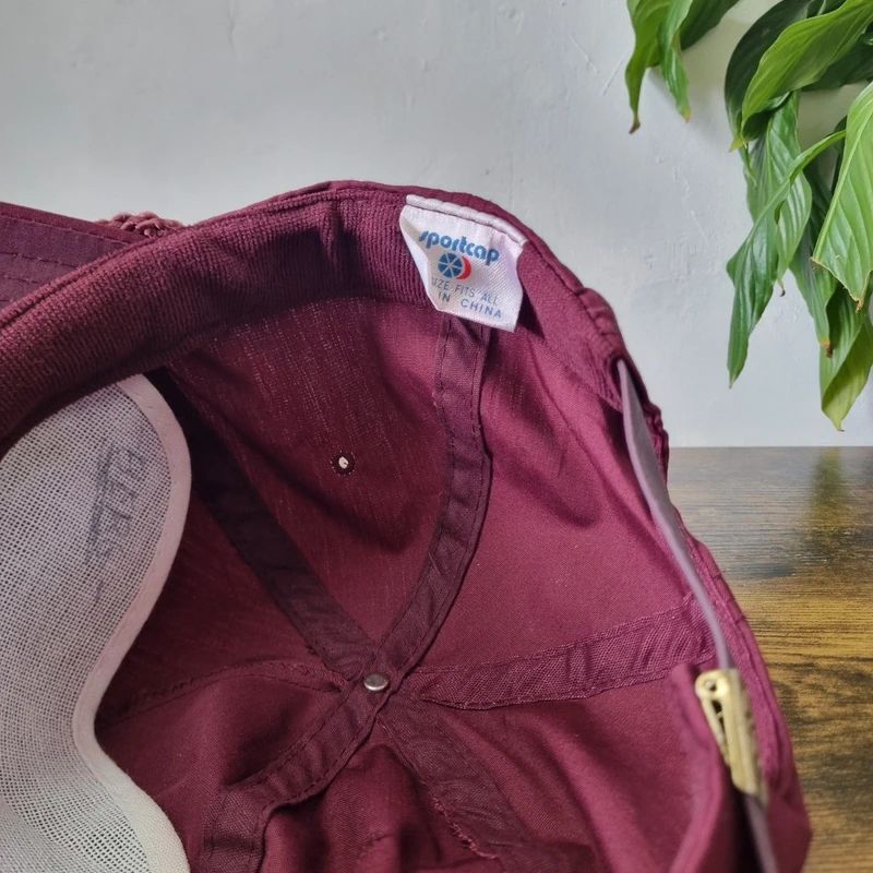 Vintage American Trucker Hat Snapback cap one size adjustable burgundy kennebunk police association