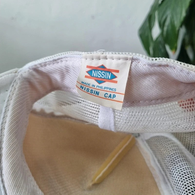 Vintage American Trucker Hat Snapback cap one size adjustable white winroc construction