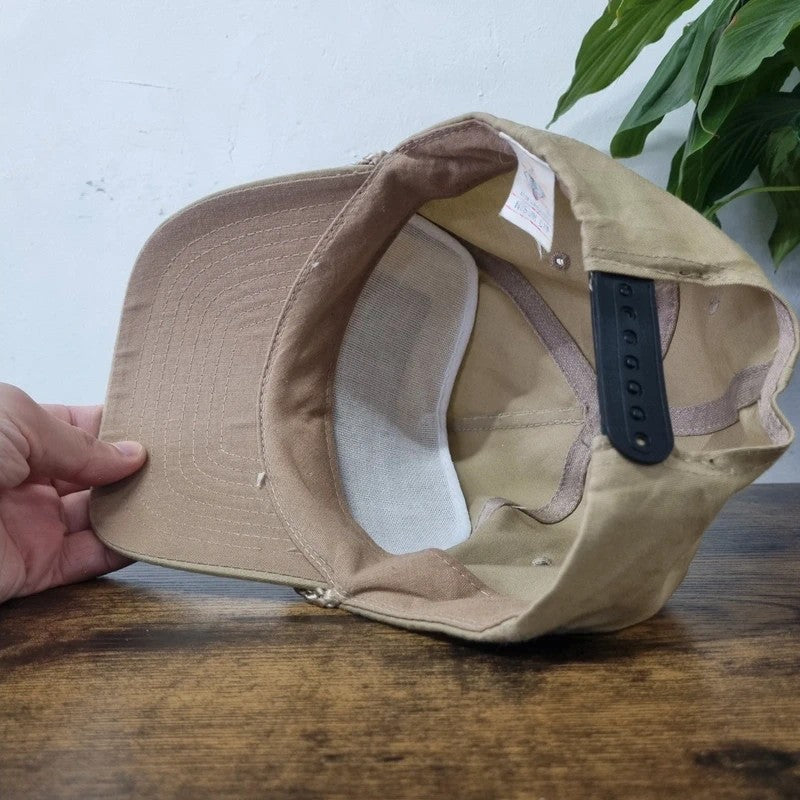Vintage American Trucker Hat Snapback cap one size adjustable beige yegge peak