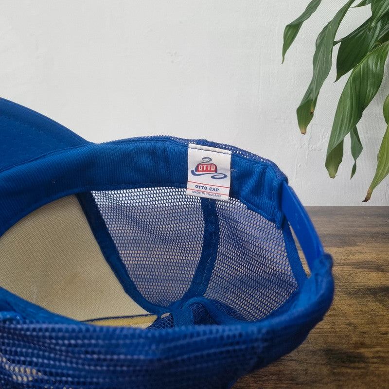 Vintage American Otto Trucker Hat snapback cap Beechcraft one size adjustable 90s royal blue