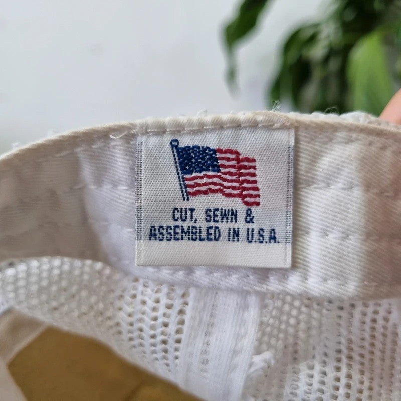 Vintage American Trucker Hat Snapback cap one size blue white IMI Irving Materials Inc