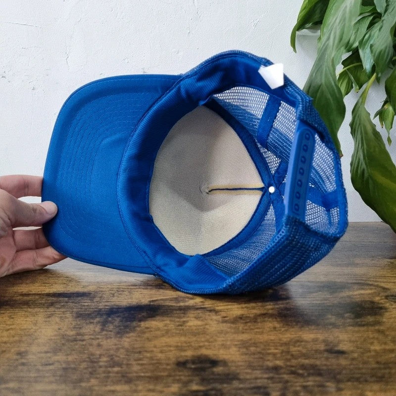 Vintage American Baseball Hat Snapback cap one size blue wine em dine em 69 em
