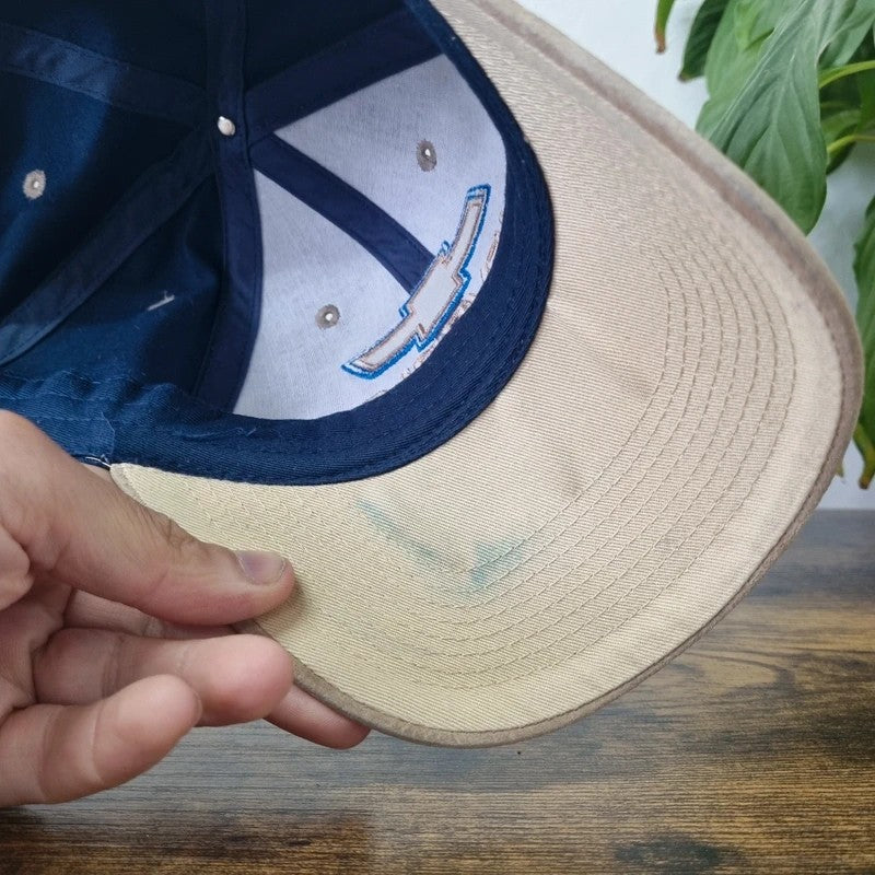 Vintage American Baseball Hat Snapback cap one size adjustable navy beige Chevrolet