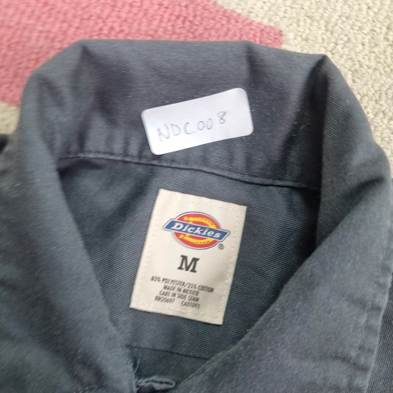 Vintage Dickies Boxy Fit Cropped Shirt Short Sleeve Medium plain grey Button Up Skater Y2K Surf