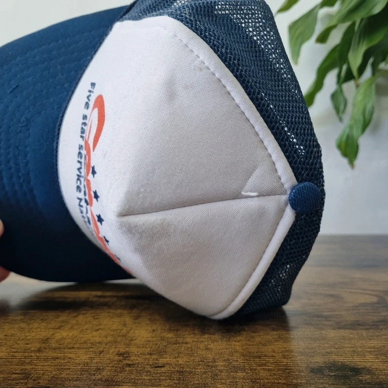 Vintage American Trucker Hat Snapback cap one size adjustable blue white general rent a car
