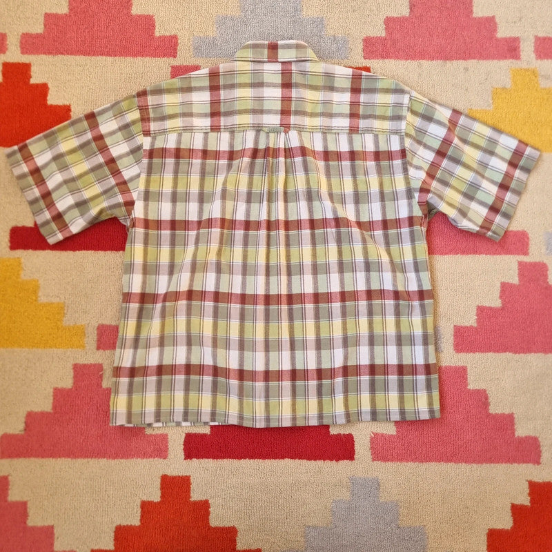 Pendleton Boxy Fit Cropped Shirt Short Sleeve large check multi Button Up Skater Y2K Surf