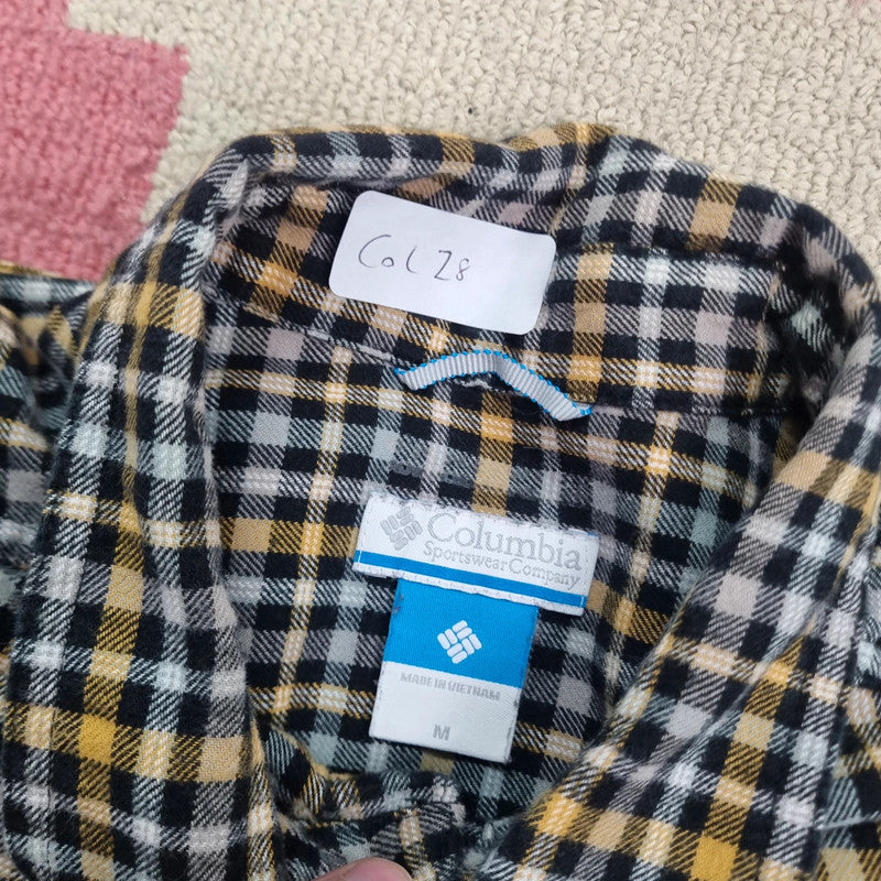 Vintage Columbia Boxy Fit Cropped Shirt Long Sleeve XL Check Black Button Up Skater Y2K Surf