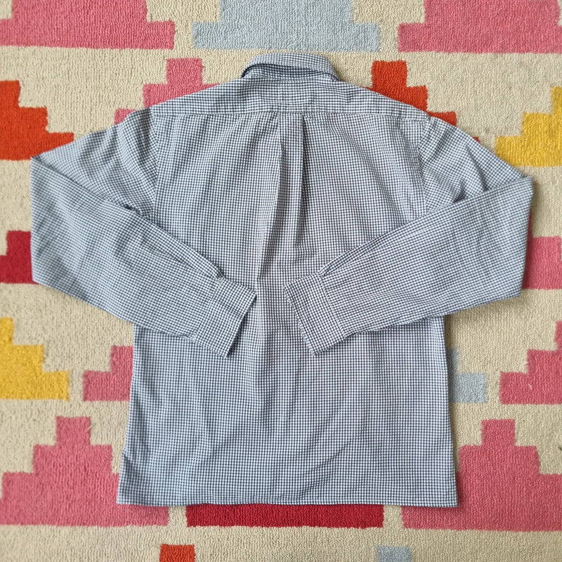 Vintage Ralph Lauren Boxy Fit Cropped Shirt Long Sleeve small checked Black Button Up Skater Y2K