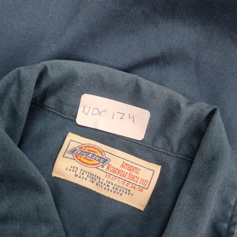 Vintage Dickies Boxy Fit Cropped Shirt Short Sleeve XL plain navy Button Up Skater Y2K Surf