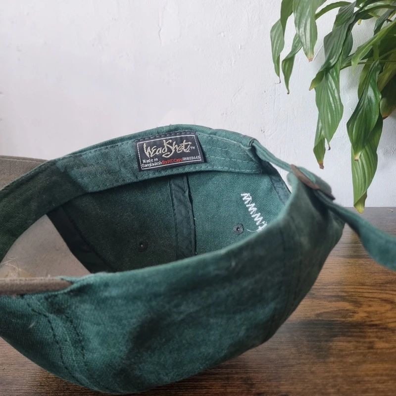 Vintage American baseball Hat Snapback cap one size adjustable dark green khaki farm family