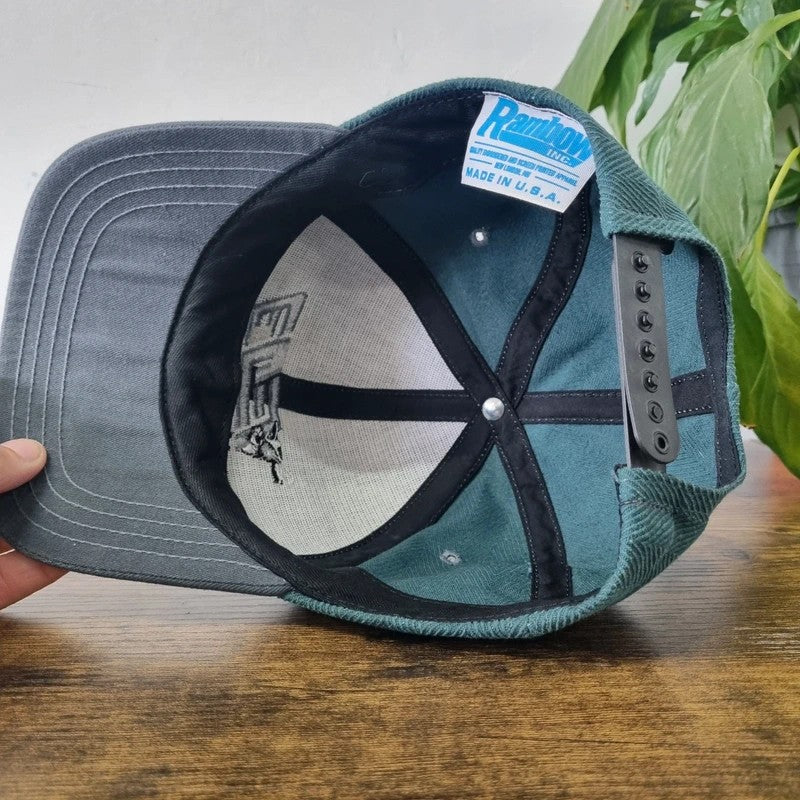 Vintage American Baseball Hat Snapback cap one size adjustable green grey Cow Eda lichtfield
