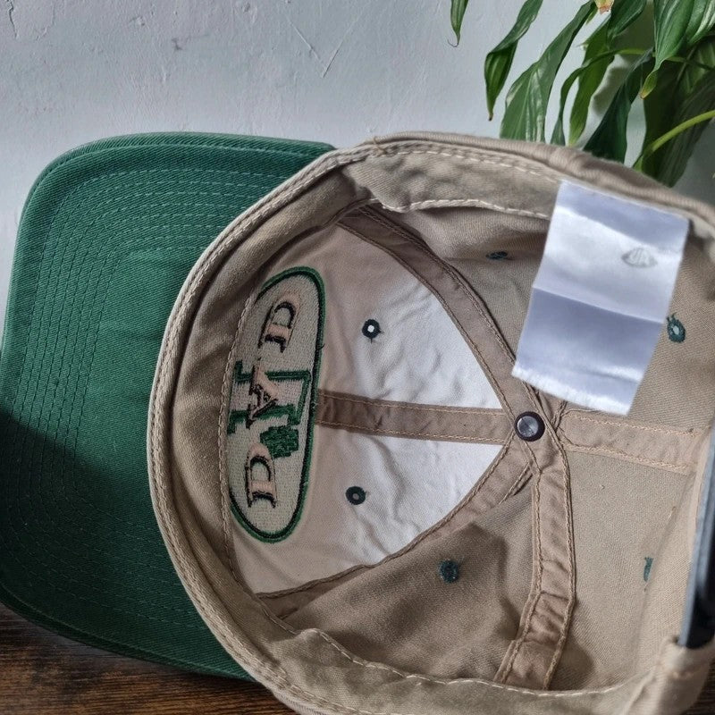Vintage American Baseball Hat Snapback cap one size adjustable beige green no 1 Dad