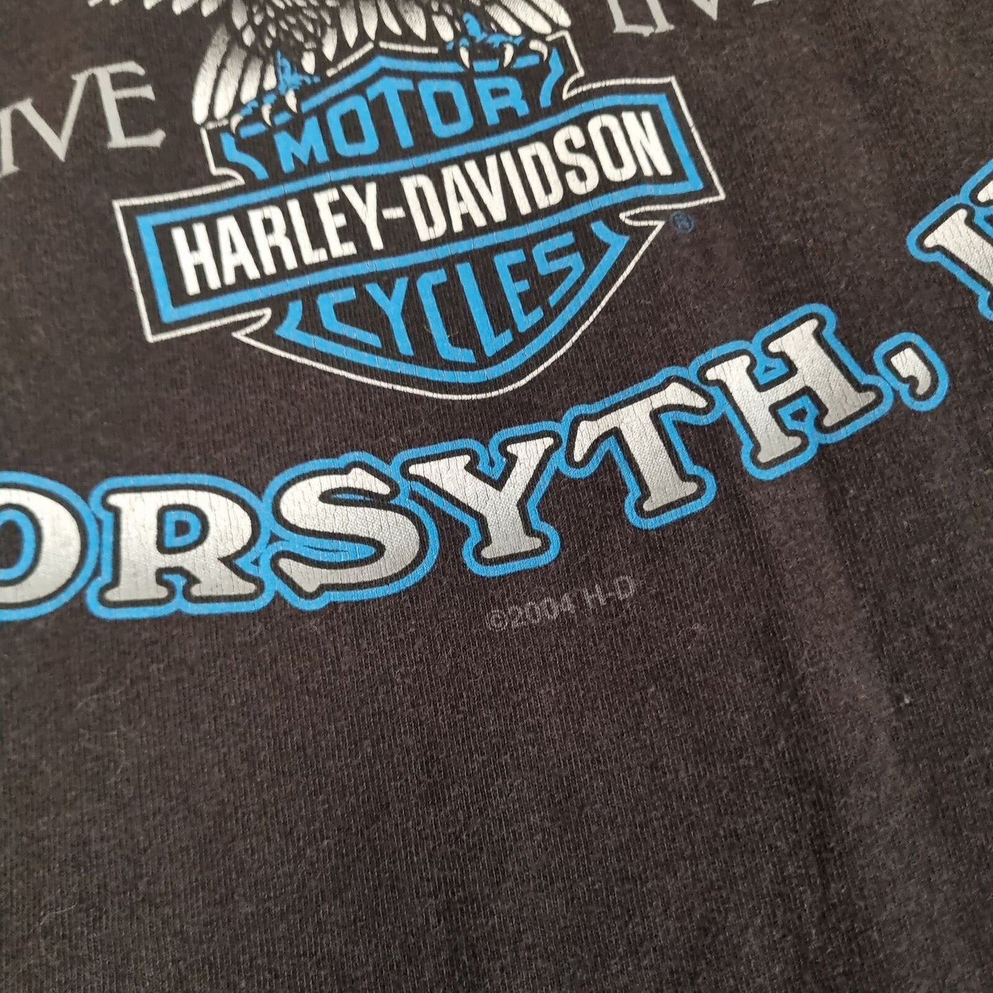 Harley Davidson Biker Blue Lightning Long sleeve shirt Mens 04 - Black - Size L