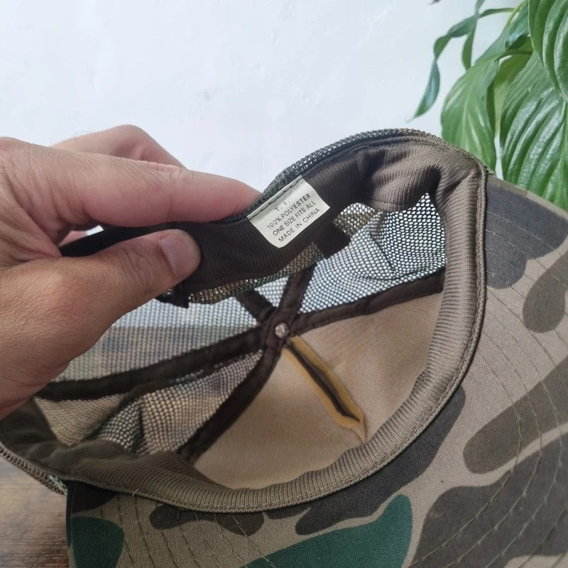 Vintage American Trucker Hat Snapback cap one size adjustable khaki camo buck busters deer
