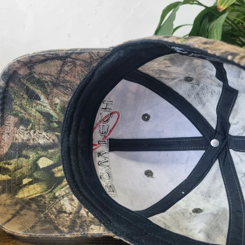 Vintage American Baseball Hat Snapback cap one size adjustable green khaki mossy oak Bow Tech
