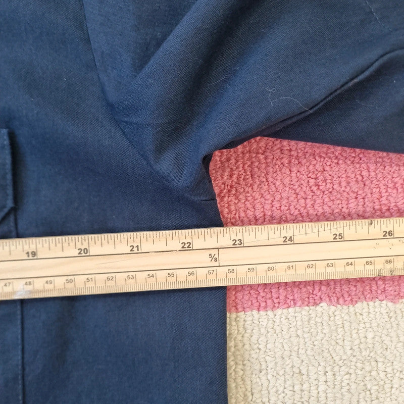 Vintage Dickies Boxy Fit Cropped Shirt short Sleeve medium plain Navy Button Up NY baseball