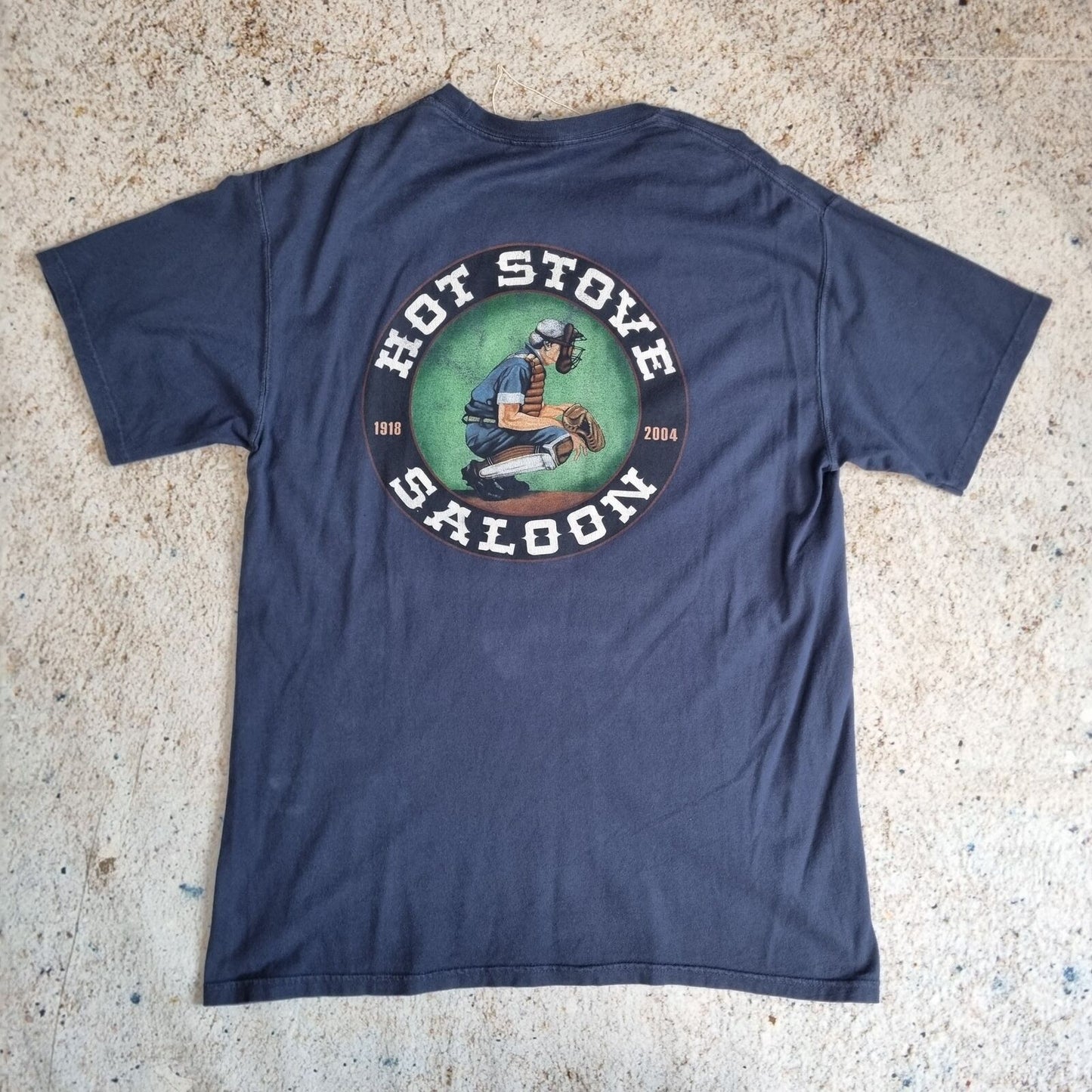 Comfort wash BASEBALL T SHIRT HOT STOVE SALOON Y2K 00'S - Blue - Size M