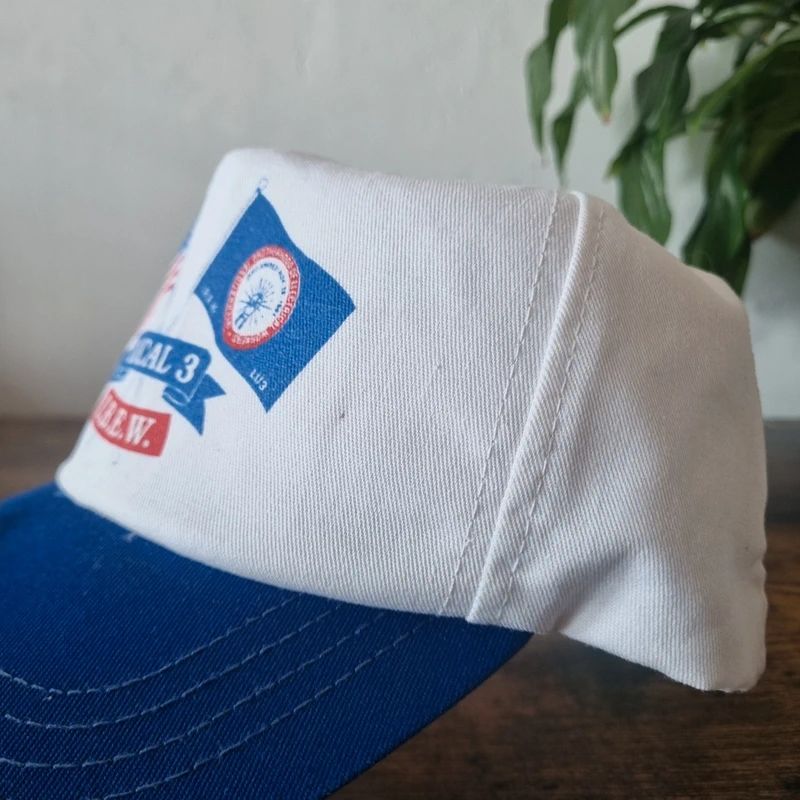 Vintage American baseball Hat Snapback cap one size adjustable Ibew union white blue