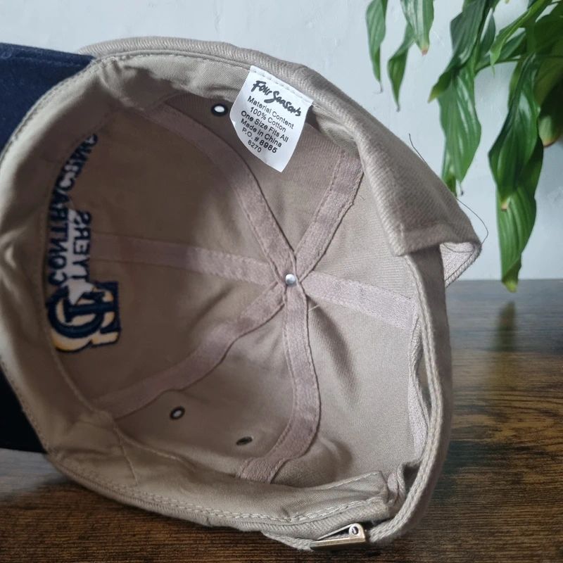 Vintage American baseball Hat Snapback cap one size adjustable beige navy Tyres Contracting