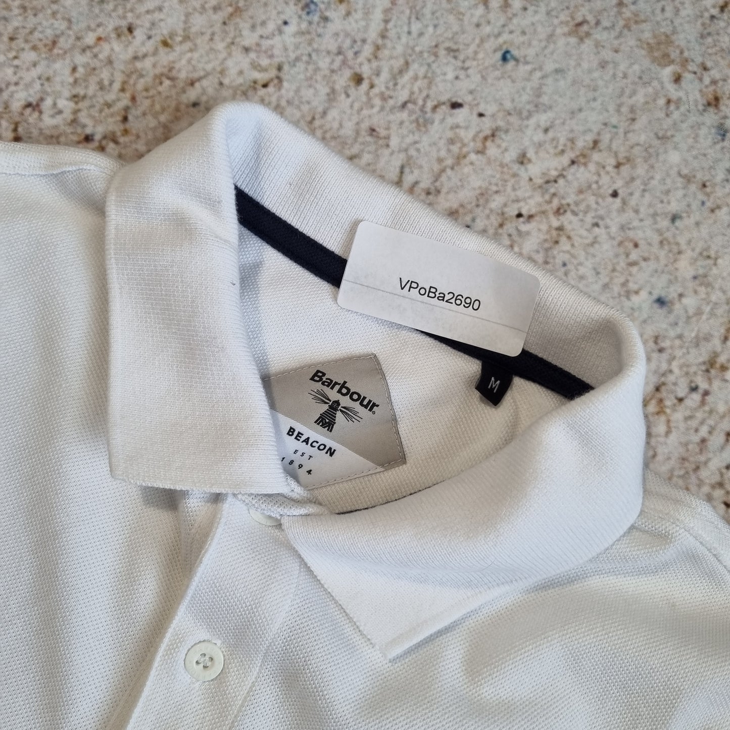 BARBOUR BEACON POLO SHIRT - WHITE - Size M