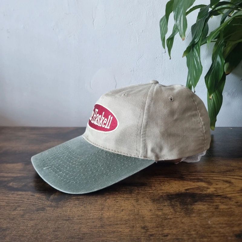 Vintage American baseball Hat Snapback cap one size adjustable the haskell faded khaki green