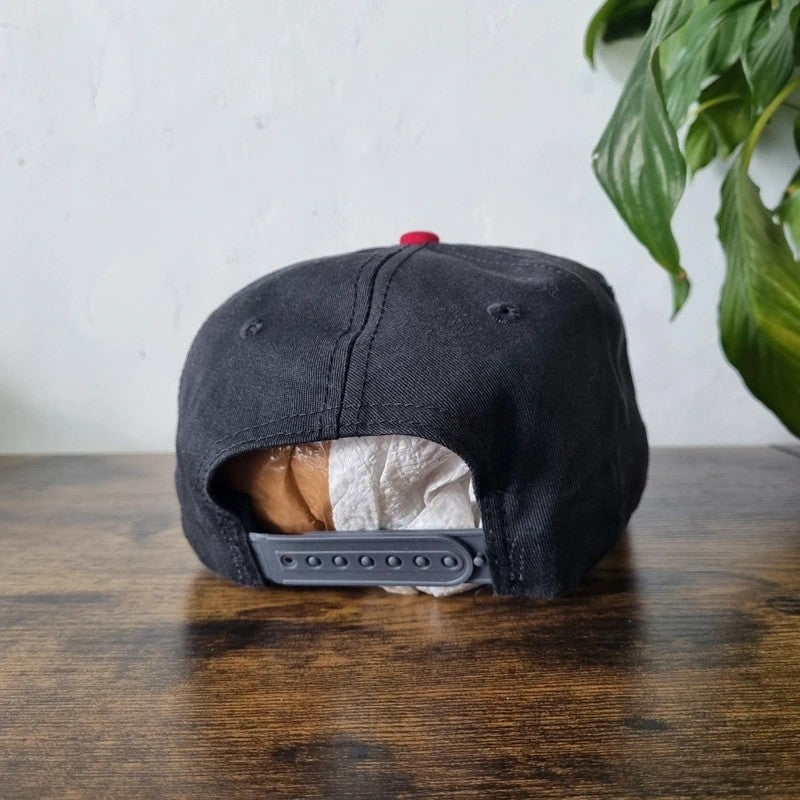 Vintage American Baseball Hat Snapback cap one size adjustable black red concrete barber