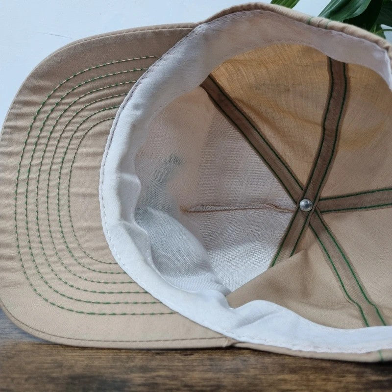 Vintage American Trucker Hat Snapback cap one size adjustable beige stine soyabean