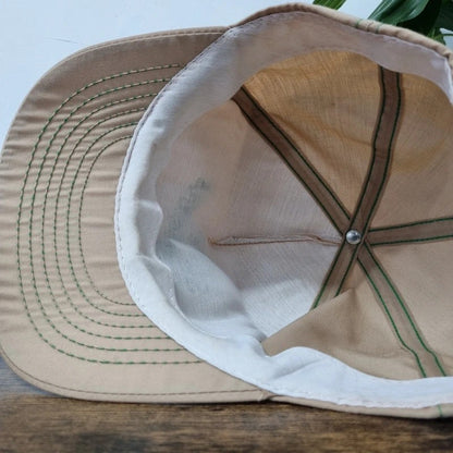 Vintage American Trucker Hat Snapback cap one size adjustable beige stine soyabean