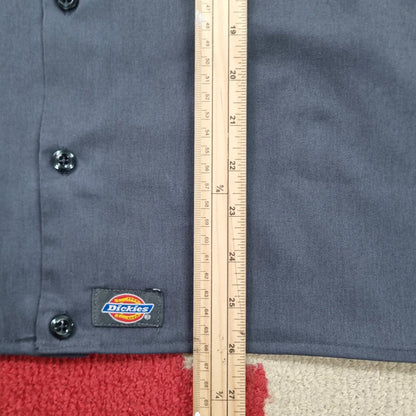 Vintage Dickies Boxy Fit Cropped Shirt Short Sleeve Small plain grey Button Up Skater Y2K Surf