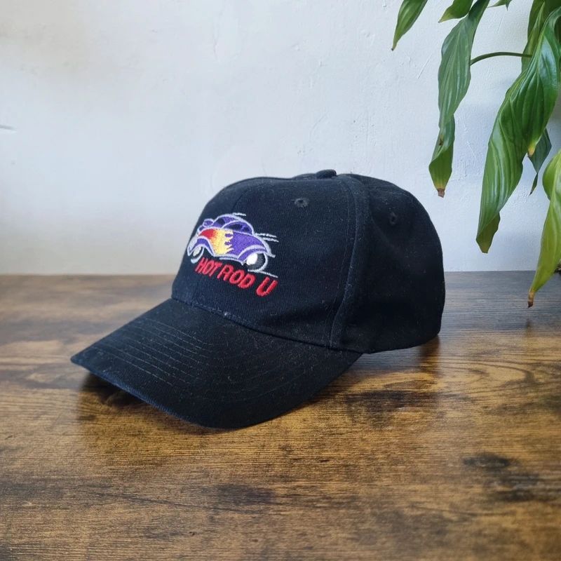 Vintage American baseball Hat Snapback cap one size adjustable black hot rod