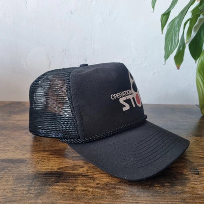 Vintage American Trucker Hat Snapback cap one size adjustable black operation Stop