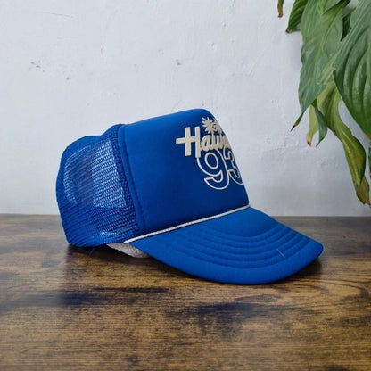 Vintage American Trucker Hat Snapback cap one size adjustable blue Hawaii 93