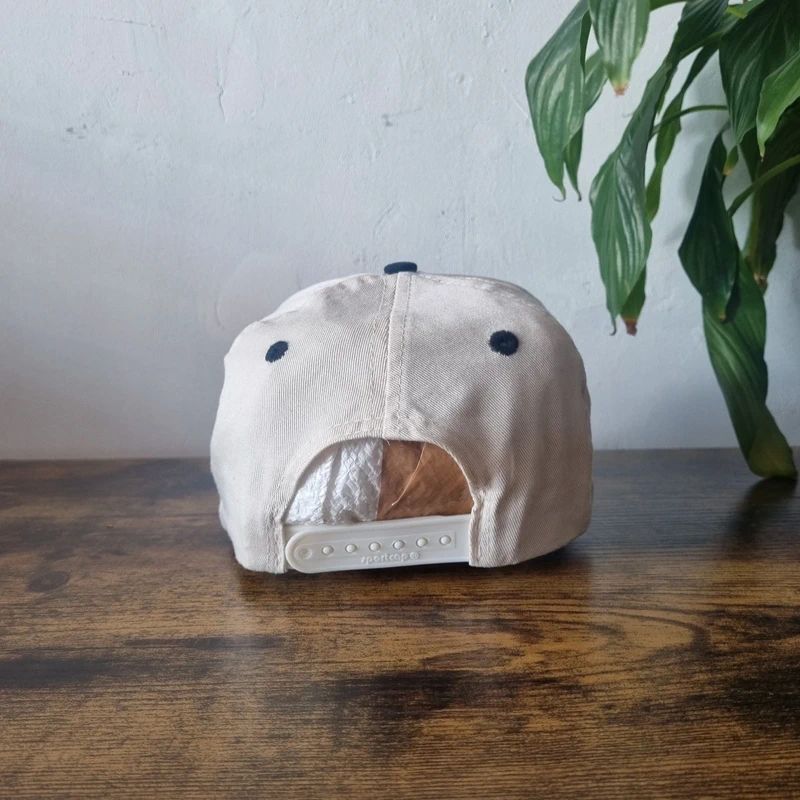 Vintage American Baseball Hat Snapback cap one size adjustable cream black wells fargo