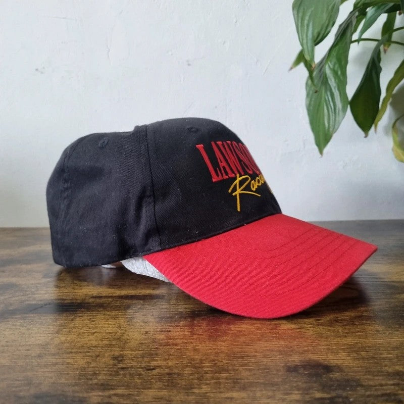 Vintage American Baseball Hat Snapback cap one size adjustable black red lawson racing