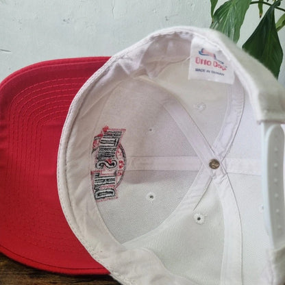 Vintage American Baseball Hat Snapback cap one size adjustable red white D. H. Smith saftey