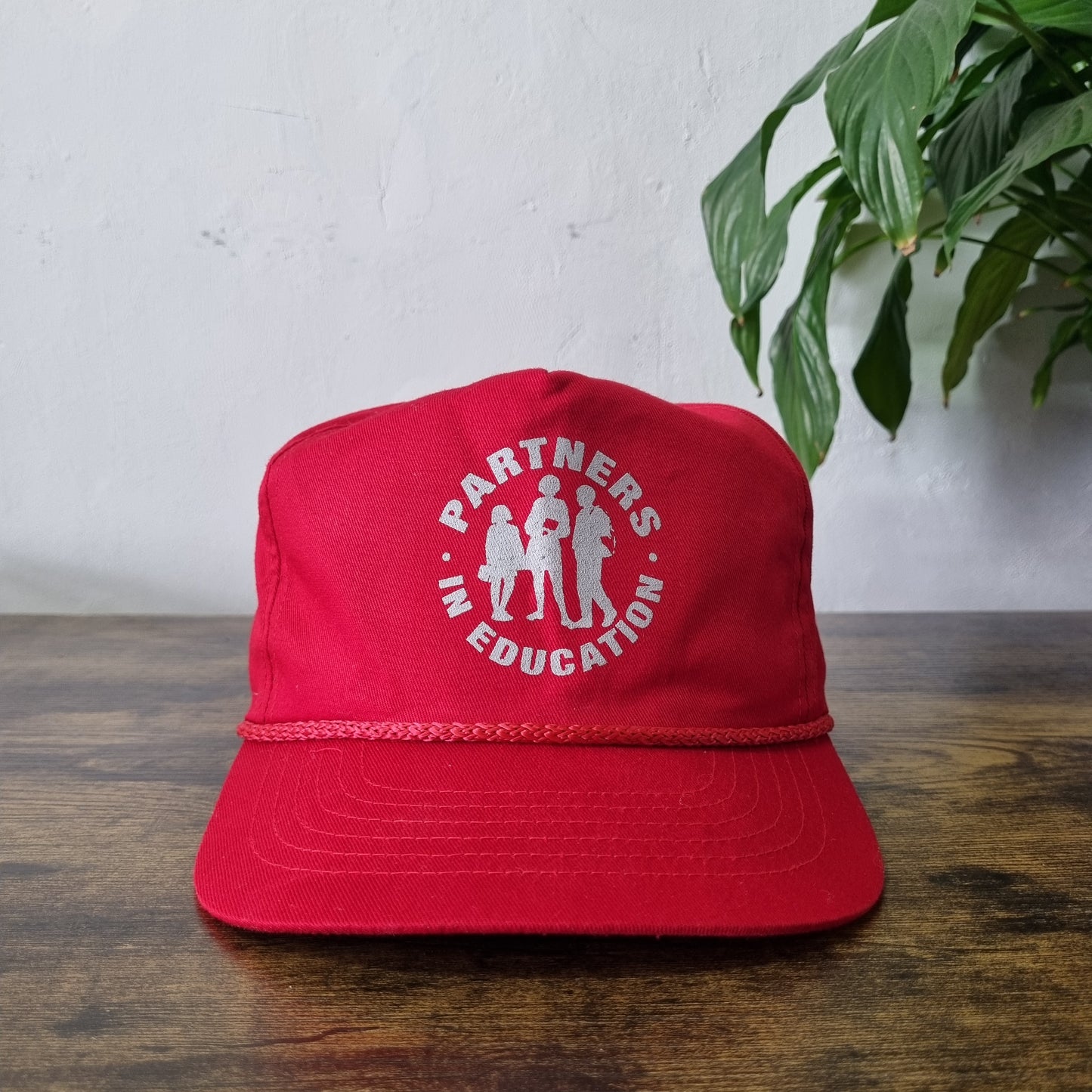 Vintage American Trucker Hat Snapback cap one size red partners in education