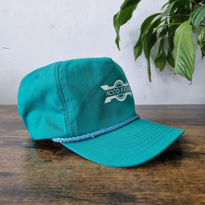 Vintage American Trucker Hat Snapback cap one size adjustable acco feeds green farming