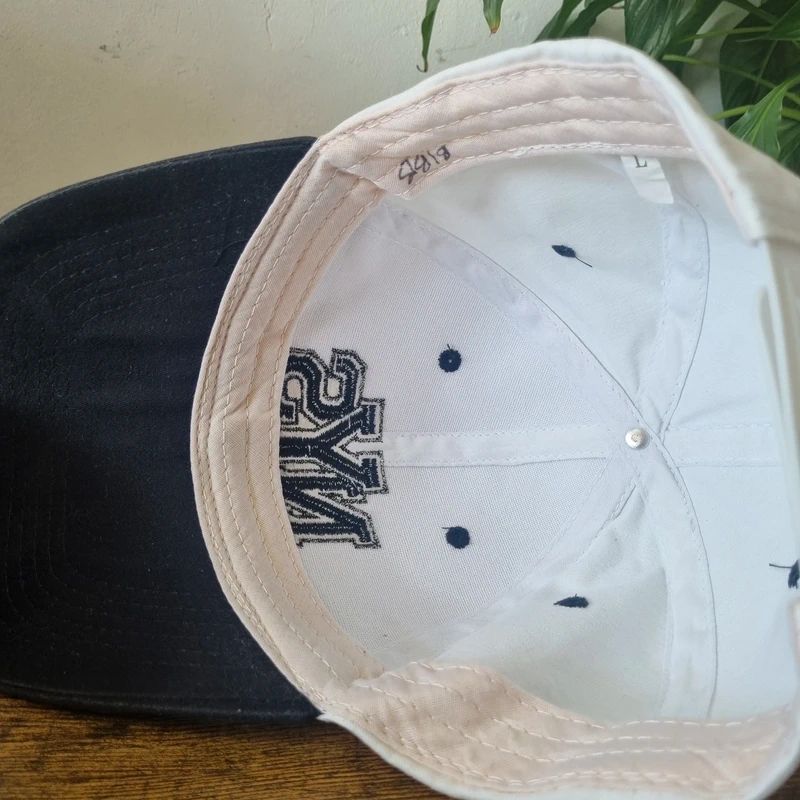Vintage American Baseball Hat Snapback cap one size adjustable white black NYS