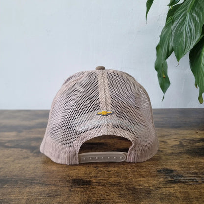 Vintage American Baseball Cap snapback hat camo mesh one size adjustable Chevrolet beige