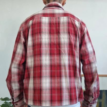 Vintage Carhartt Boxy Fit Cropped Shirt Short Sleeve large check Red Button Up Skater Y2K Surf