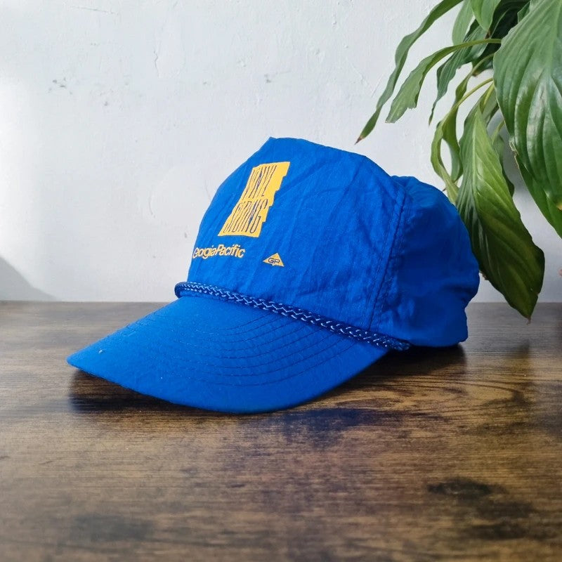 Vintage American Trucker Hat Snapback cap one size adjustable blue vinyl siding