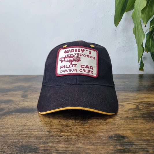 Vintage American baseball Hat Snapback cap one size adjustable black wally's Car