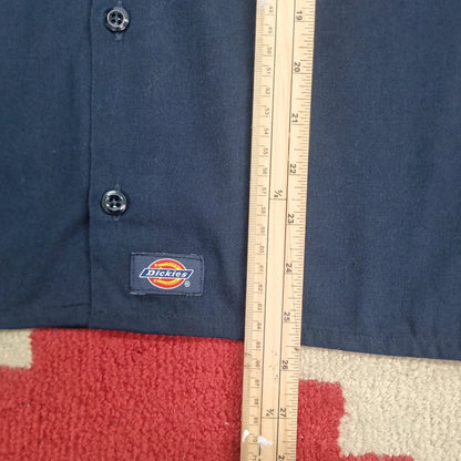 Vintage Dickies Boxy Fit Cropped Shirt Short Sleeve Medium plain Blue Button Up Skater Y2K Surf