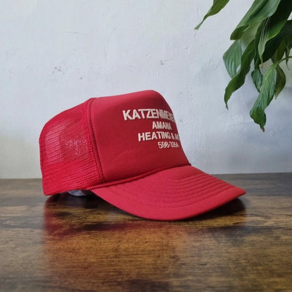 Vintage American Trucker Hat Snapback cap one size adjustable red katzenmeyer heating
