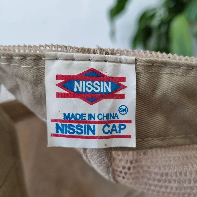 Vintage American Trucker Hat Snapback cap one size adjustable beige anderson sales & service