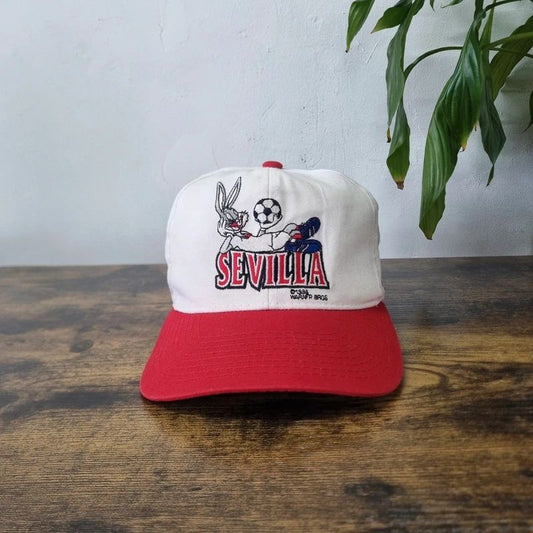 Vintage Sevilla Bugs Bunny baseball Hat Snapback cap one size red 90s looney teams